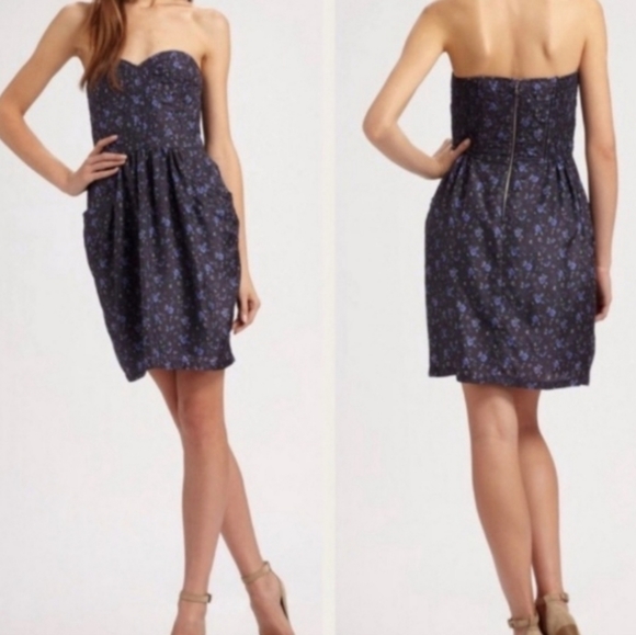 Rebecca Taylor 100% Silk Quilted Floral Dress 12 - Picture 2 of 11